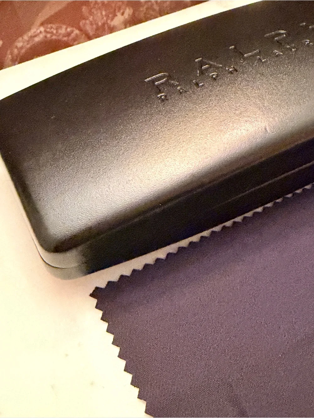 Ralph Lauren Black Hard Eyewear Case & Matching Cleaning Cloth Set (GUC)